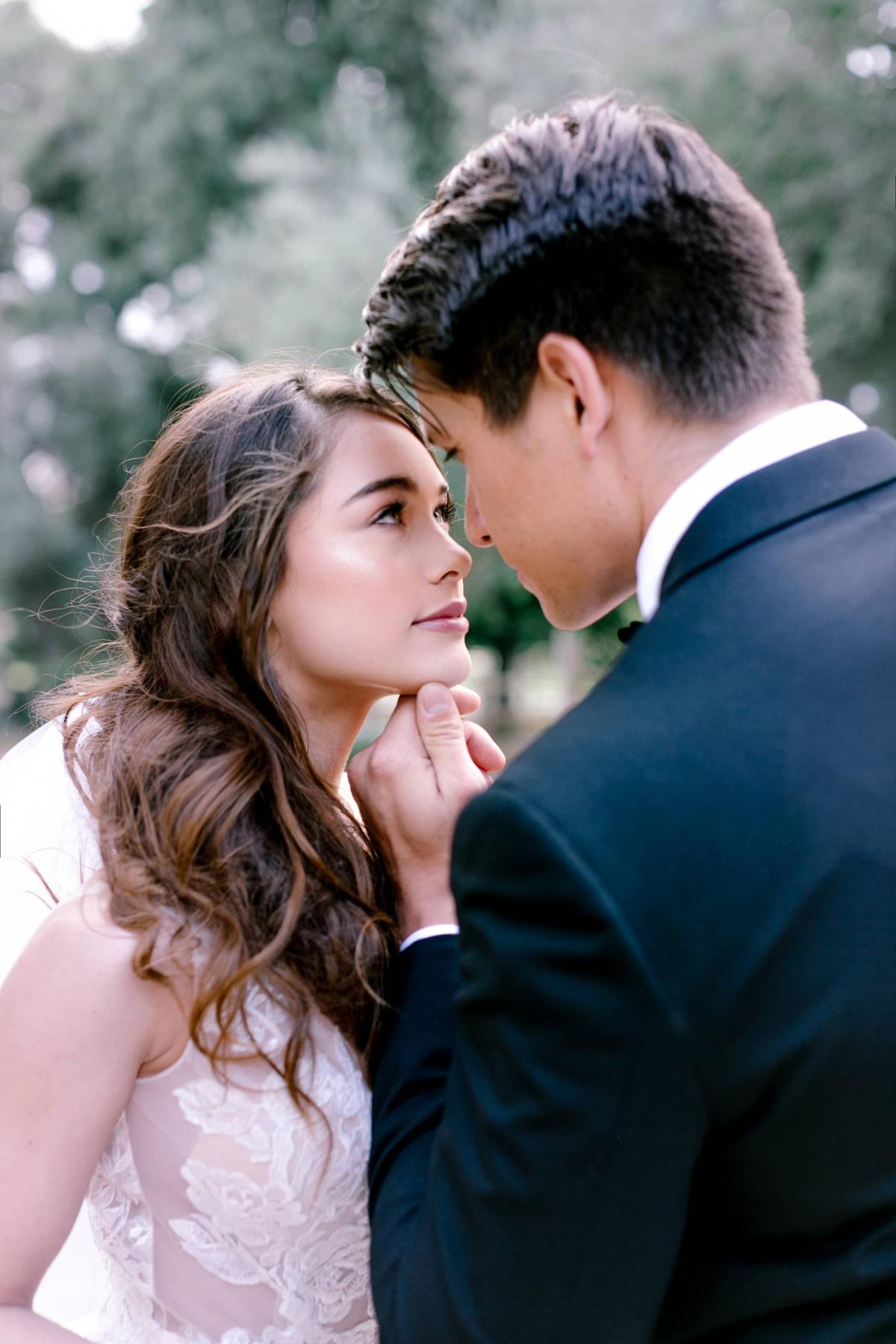 Closeup of Bride & Groom Getting Ready for Kiss for Mika & James's Wedding