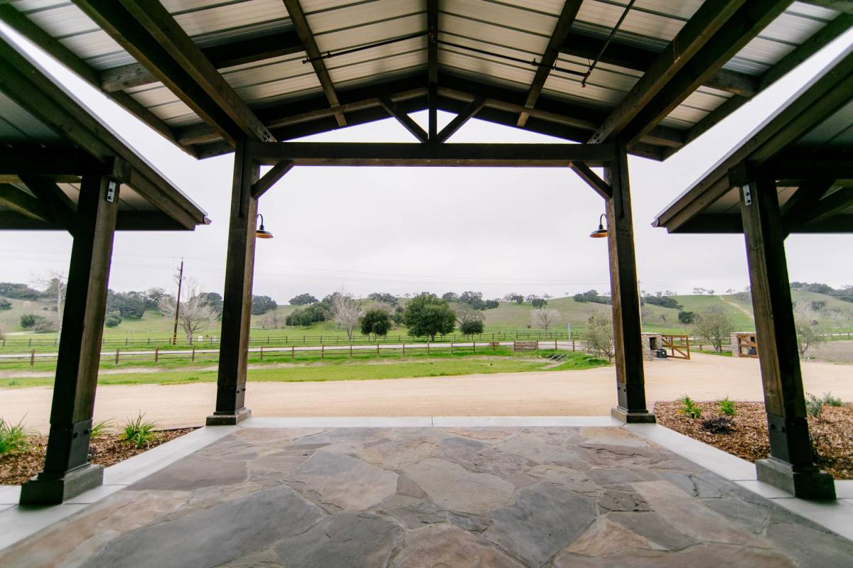 View From Front Doors to Petros Winery for a Rehearsal Dinner