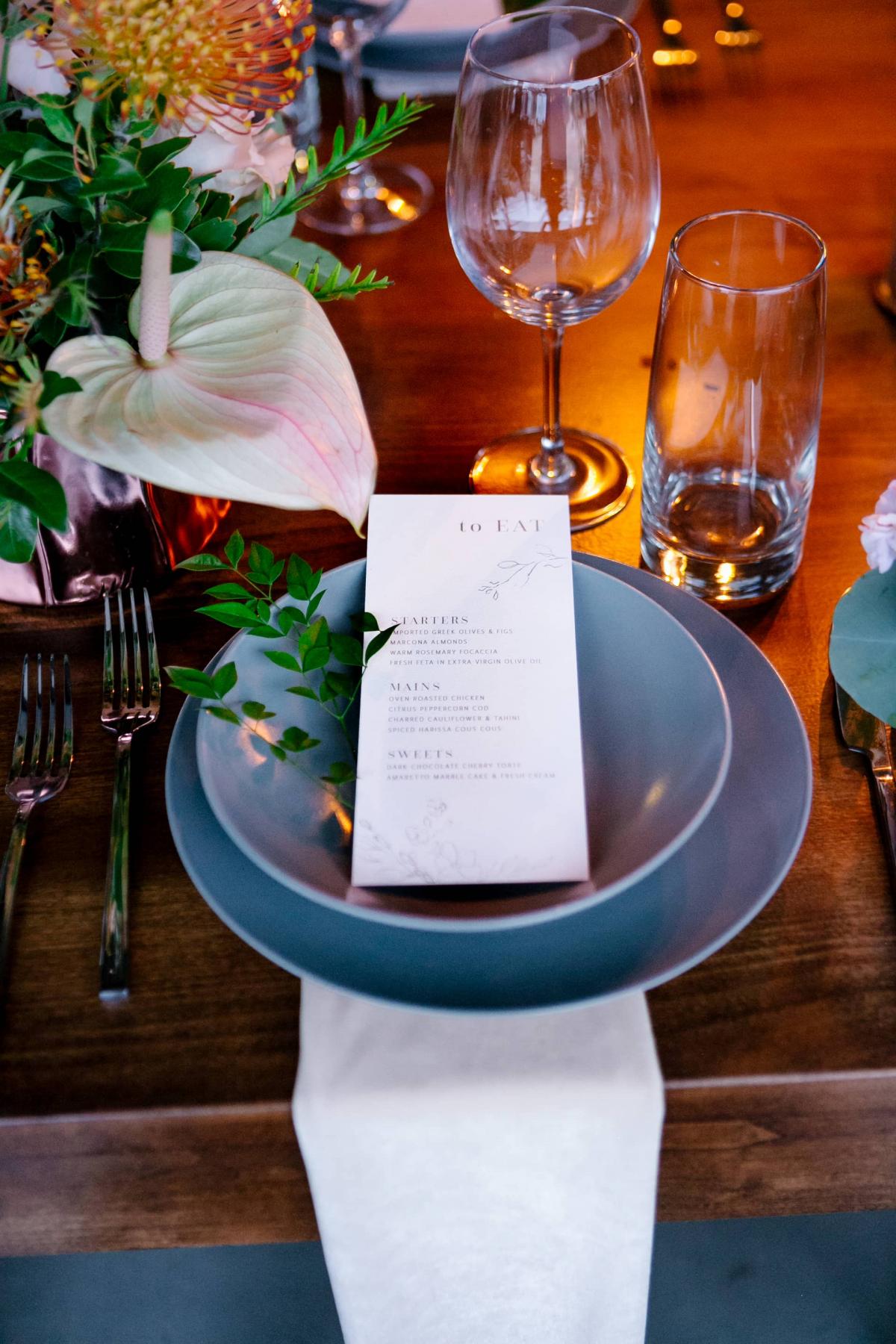 Closeup of Menu for Mika & James's Wedding