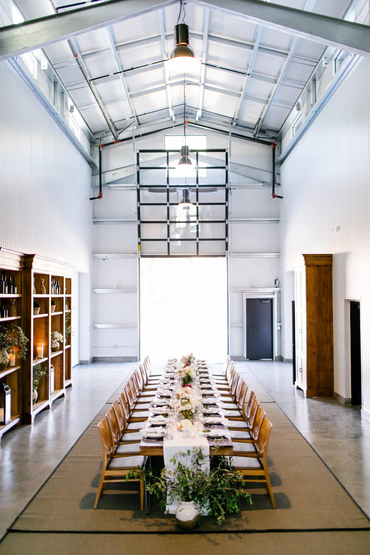 Tall View of Reception Table, Candelabra with Sunlight Pouring In for Danielle & Jake's Wedding