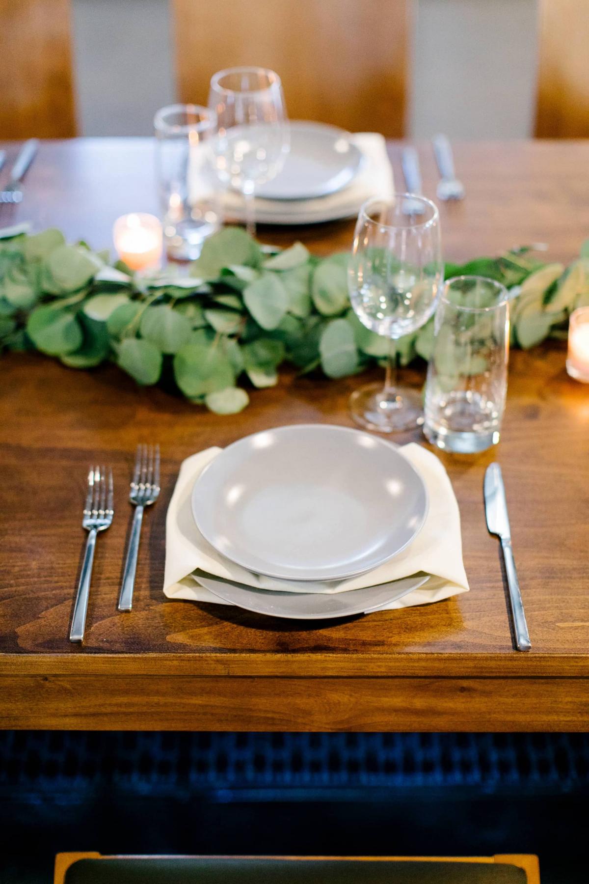 Closeup of Reception Table and 1 Placemat at Petros Winery
