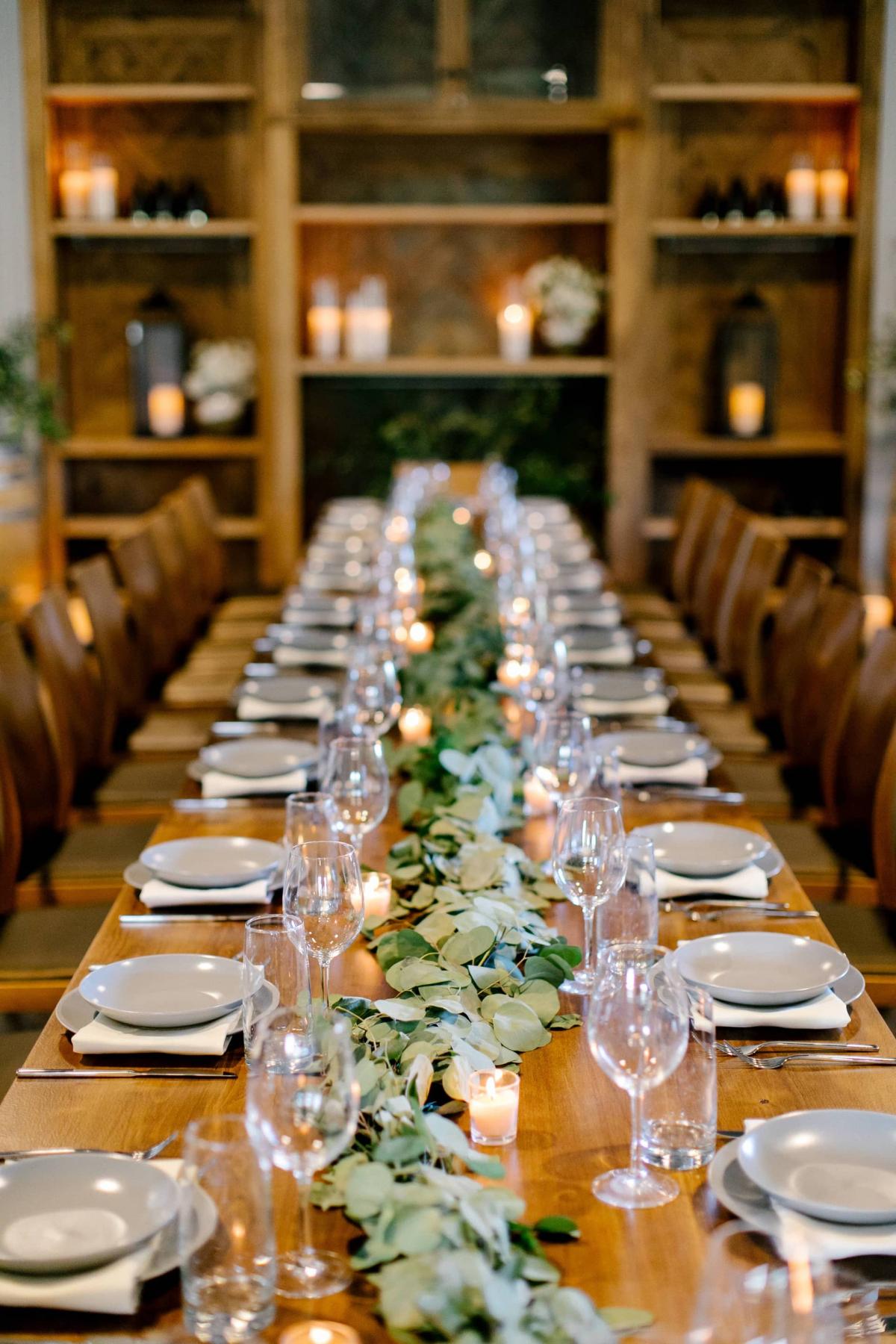 Straight Long View of Reception Table At Petros Winery
