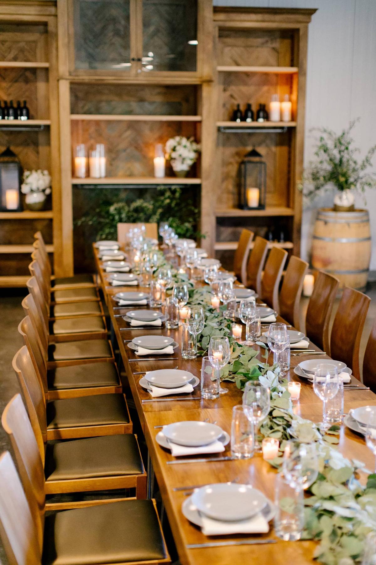 Left Angle of Long Reception Table with Candles at Petros Winery